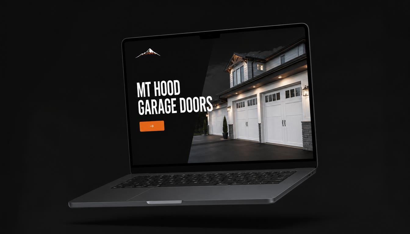 MT Hood Garage Doors website preview on a laptop
